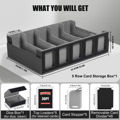 Kabinka trading card storage box with commander display windows highlighting quick card ID