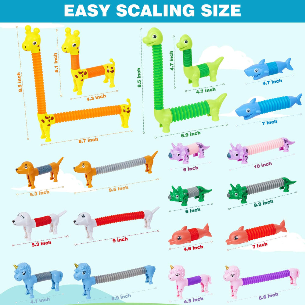 Kabvry Animal Pop Tubes sharks for dynamic stretching and fine-motor engagement.