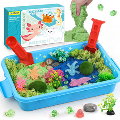 Kaelinda Axolotl Sensory Bin setup with lid sparks imaginative play.