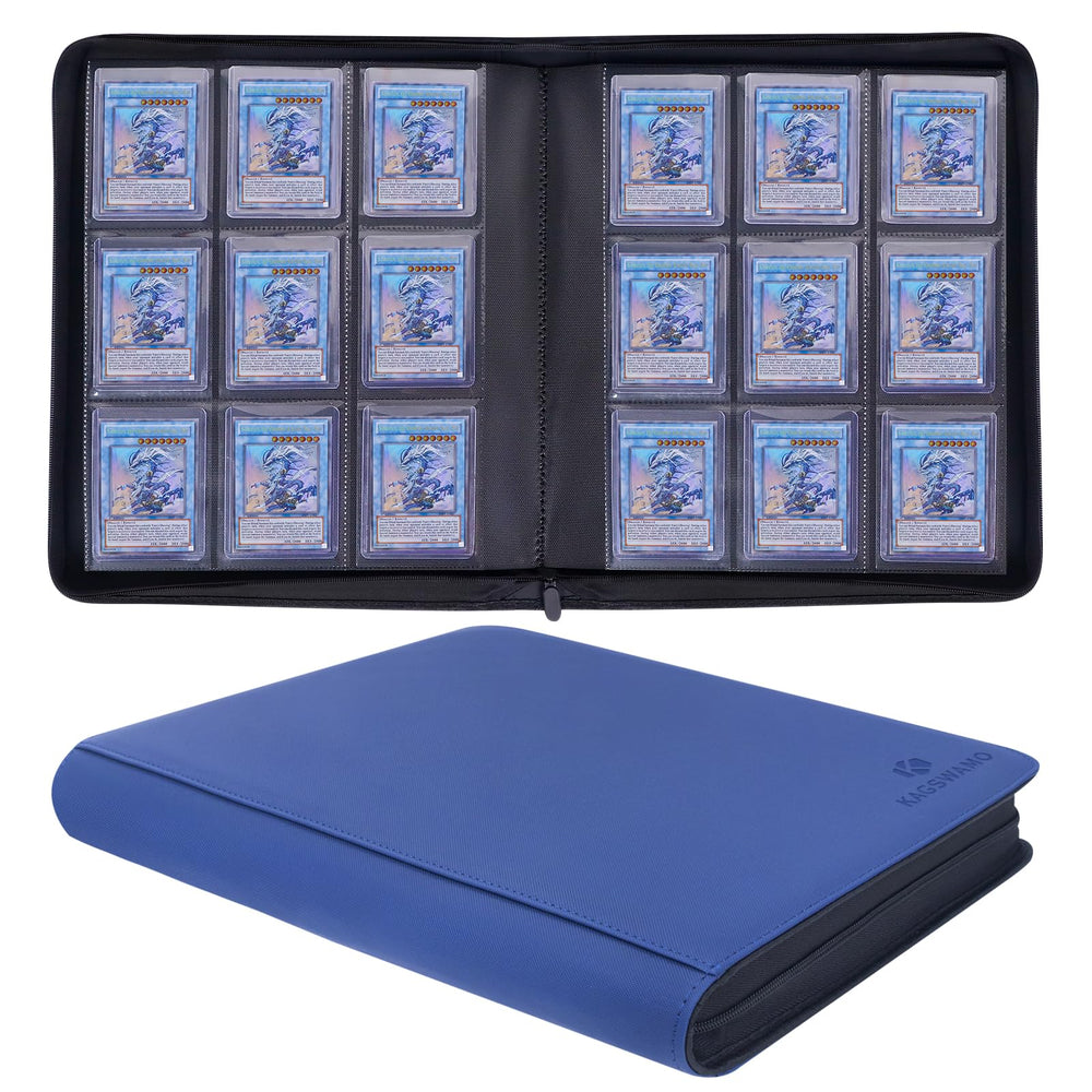 KAGSWAMO top-loader binder in blue, closed, durable protection and elegant look.