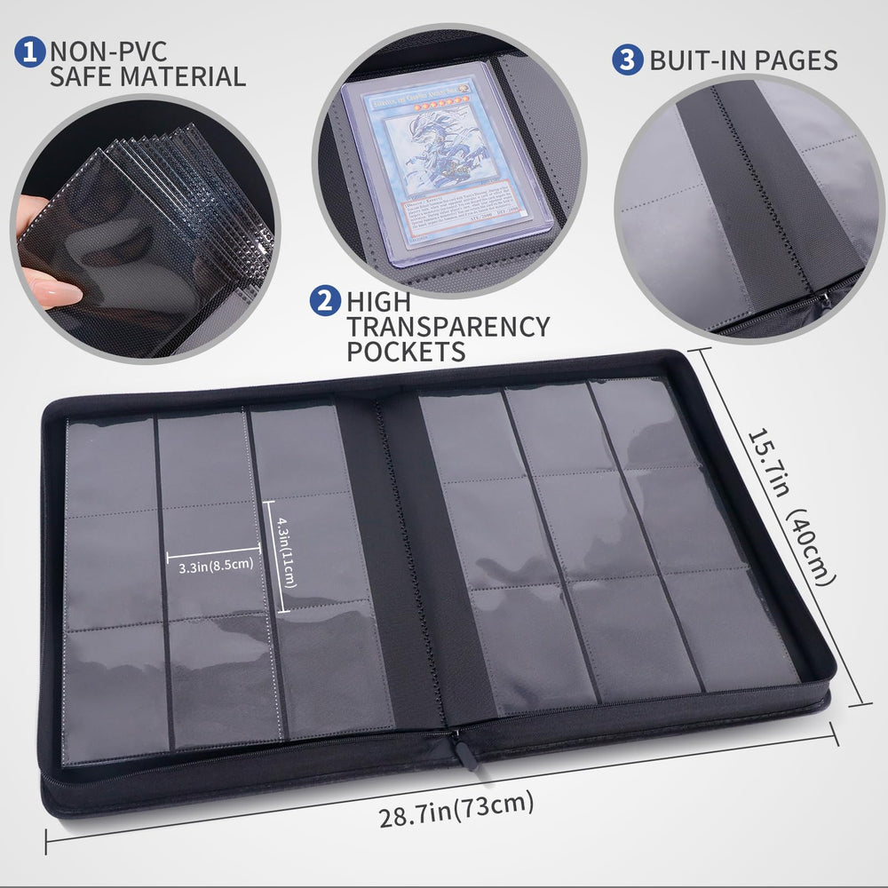 KAGSWAMO top-loader binder full capacity, 324 cards neatly stored without bulging.