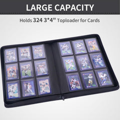 KAGSWAMO top-loader binder open with pockets, easy card insertion and organized storage.
