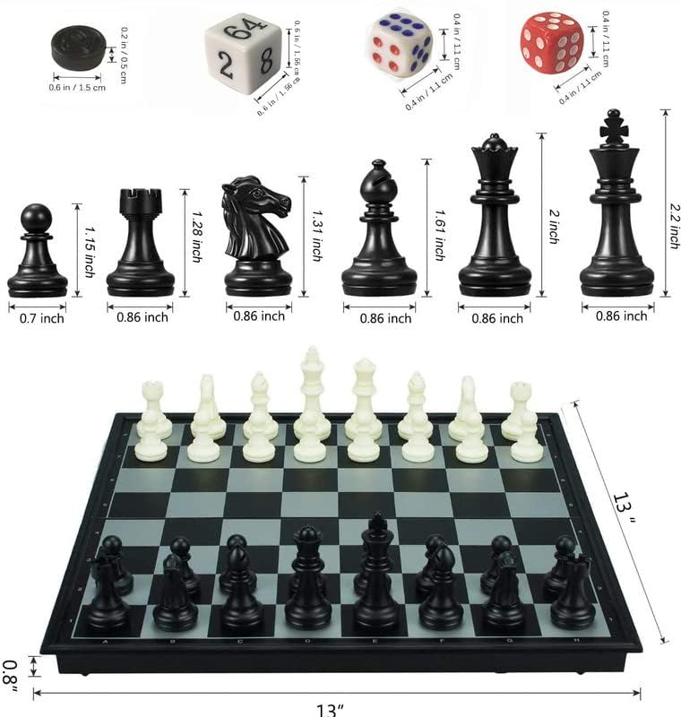 KAILE 13-inch magnetic travel chess pieces with smooth finish for stable play.