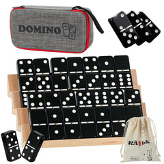 KAILE Jumbo Double 6 dominoes with bag, ideal for family game nights on the go.