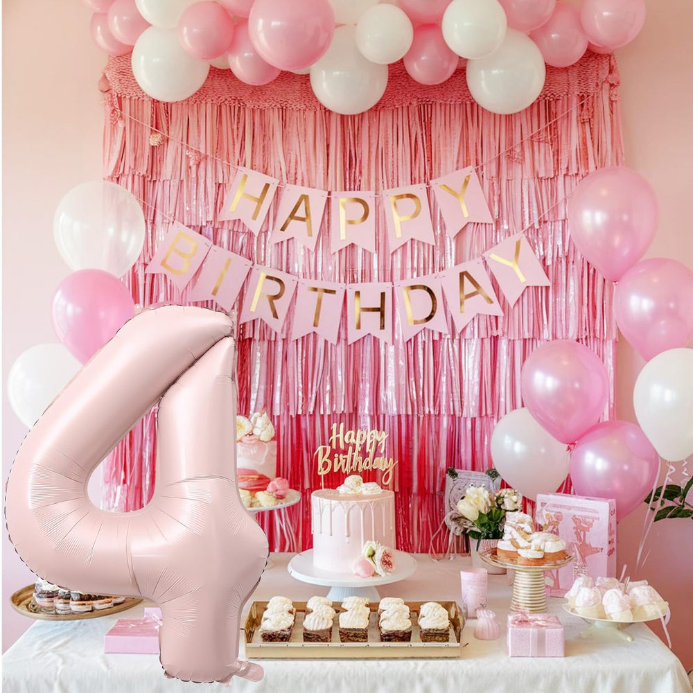 KAINSY pastel pink party decor number 4 enhances party visuals