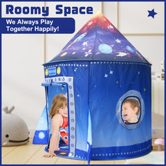 Kaivee Rocket Ship Space Pop Up Tent folded compact for easy storage.
