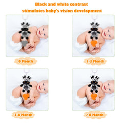 KAKIBLIN cow hanging toy includes squeaker for interactive play and auditory focus.