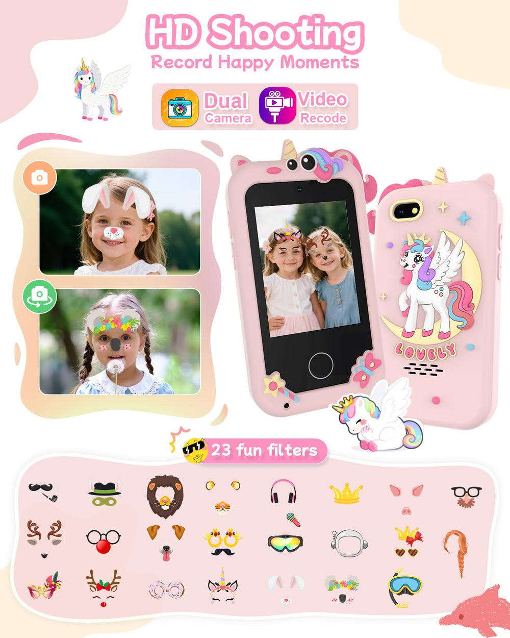 KAKTIN Kids Smart Phone Toy video function supports storytelling play.