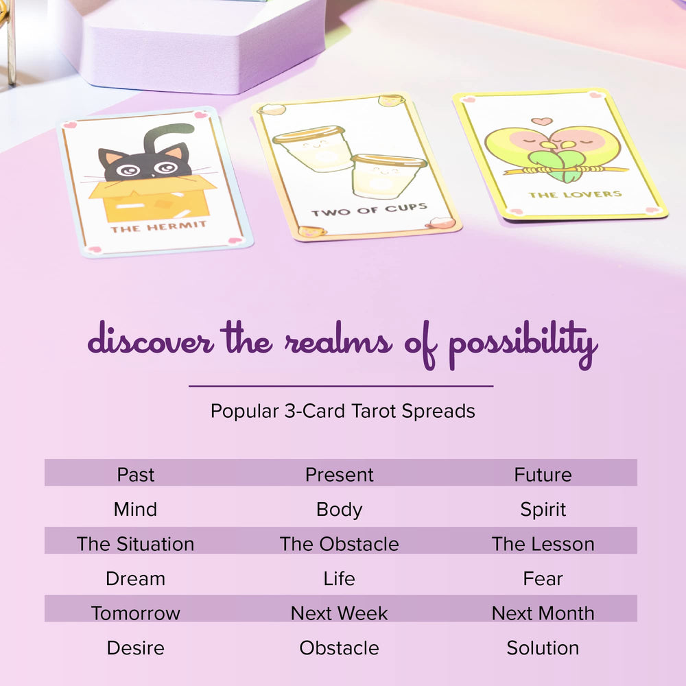 Kalan Cute Kawaii Tarot Cards glossy card stock, durable and traditional-feeling cards.