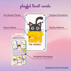Kalan Cute Kawaii Tarot Cards guidebook included for beginner learning meanings.