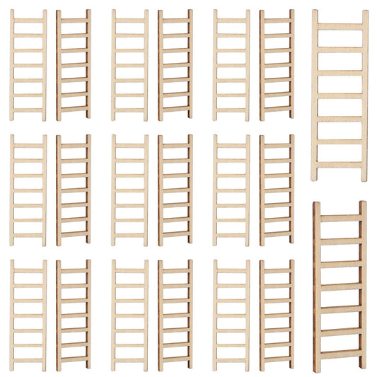 Kalione 20pc wooden mini garden ladder collection for dollhouses enhances realistic scenes