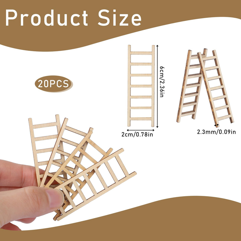 Kalione dollhouse ladder close-up highlights sturdy wooden construction