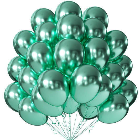 KALOR 10-inch metallic green balloons with a glossy finish for vibrant party decor.