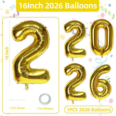 KALOR 2026 gold number balloons for New Year backdrop