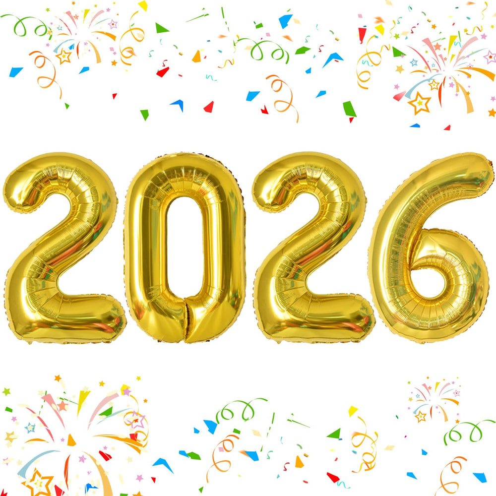 KALOR 42 inch 2026 gold foil balloon banner creates a stunning photo backdrop