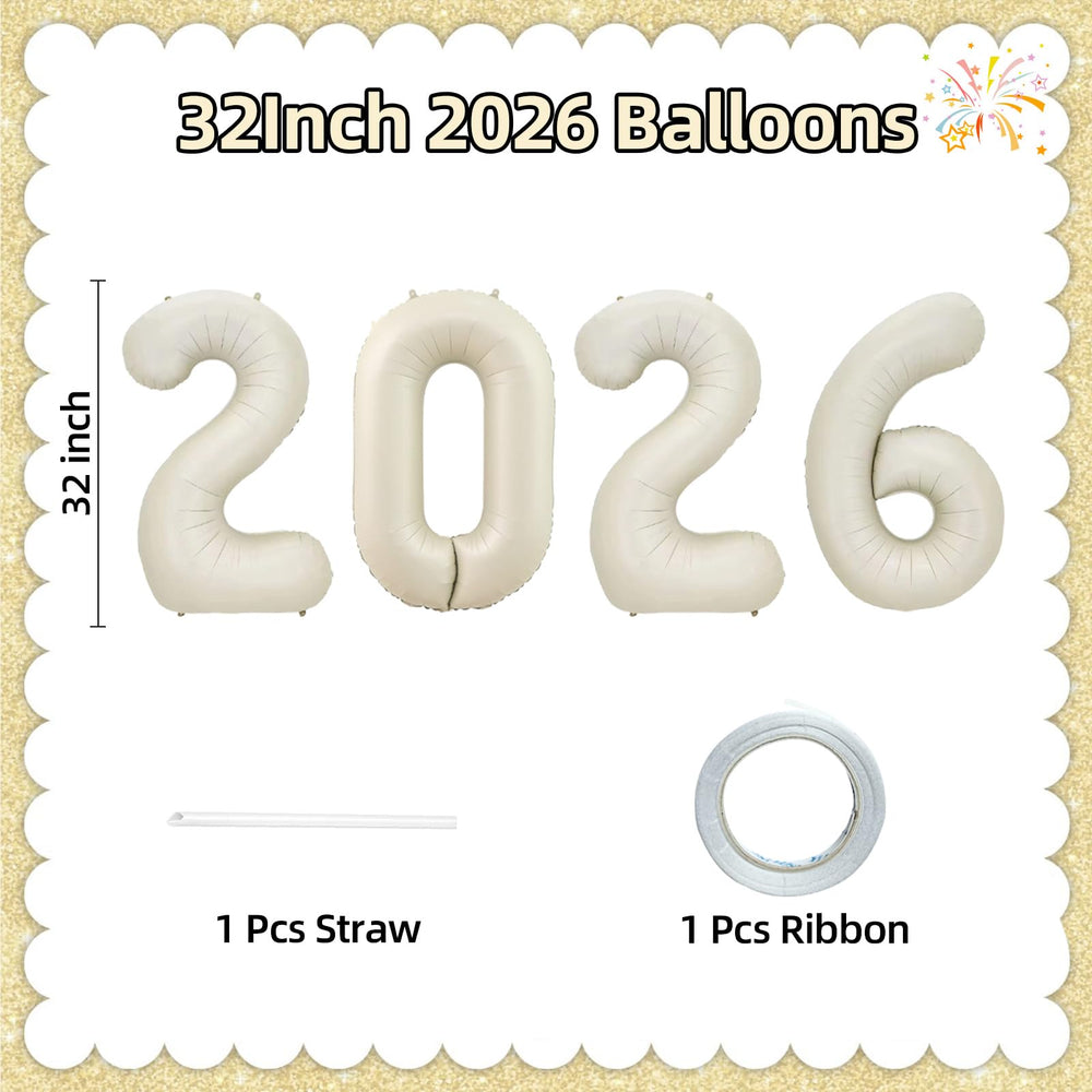 KALOR 2026 number balloons close-up highlights metallic shine for vibrant photos.