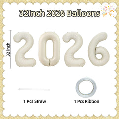 KALOR 2026 number balloons close-up highlights metallic shine for vibrant photos.