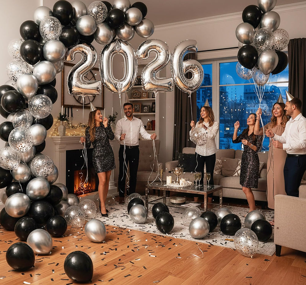 Kalor fringe curtains silver and black create a glamorous photo backdrop