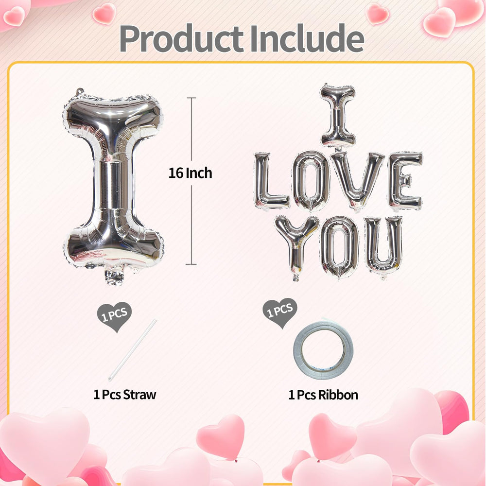 KALOR I Love You balloon with straw and ribbon ready-to-use setup