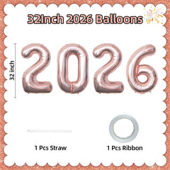 KALOR rose gold 2026 balloons inflated for dramatic New Year display