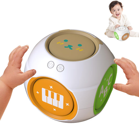 KALUYA bilingual learning cube with colorful lights and big buttons for early language exposure.