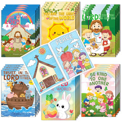 Kalysky Bible coloring book cover design with six themes, ideal for classroom crafts.