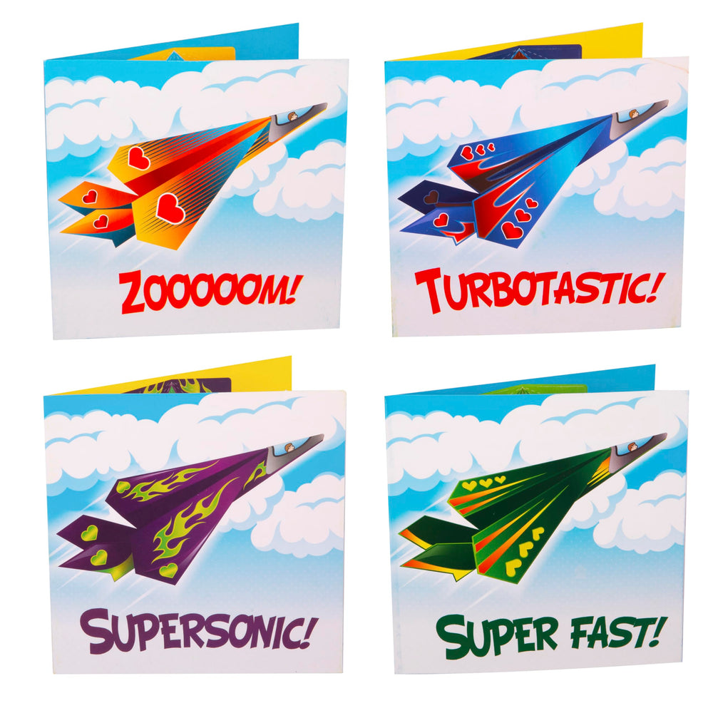 Kangaroo 28-pack flying paper airplane valentines card design C for joyful party favors.