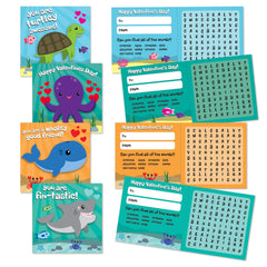 Kangaroo Sea Life Valentines card featuring octopus for kid-friendly word searches and exchanges