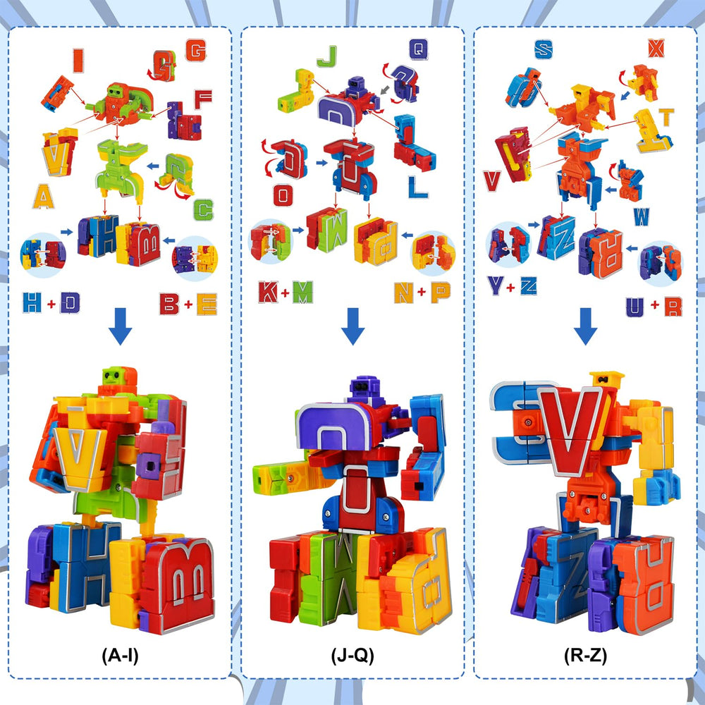 Kannove Alphabots durable ABS construction with rounded edges for safe play.