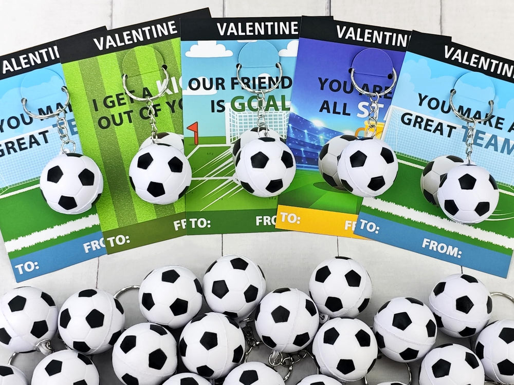 Kannove soccer valentines stress ball keychain ready for classroom exchanges and gifts