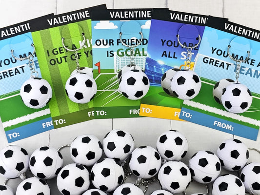 Kannove soccer valentines stress ball keychain ready for classroom exchanges and gifts
