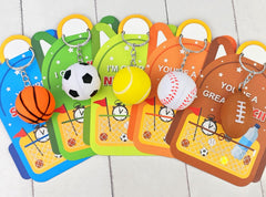 Kannove valentines sports ball keychains ideal for classroom exchanges.