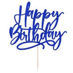 Kaoenla Blue Happy Birthday topper, glitter detail enhances celebratory visuals.