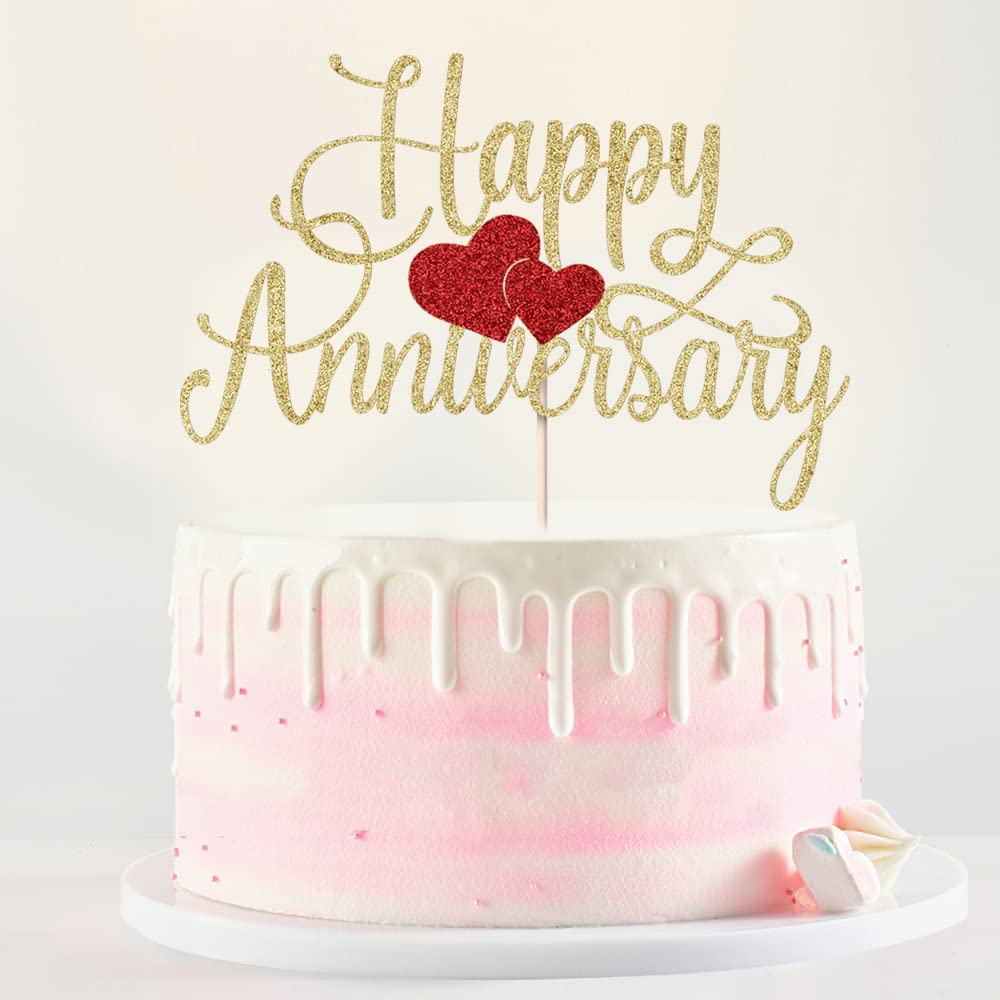 Kaoenla gold glitter cake topper for birthdays and anniversaries.