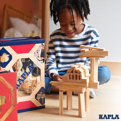 KAPLA flagship product display highlighting iconic wooden construction set.