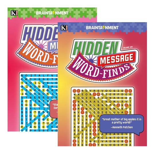 Kappa hidden-message word-find set cover with leftover-letter puzzles for mindful fun
