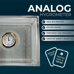 Kardrepair TCG hygrometer with cellulose sponge for real-time humidity control.