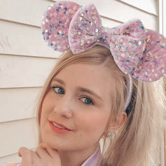 KARETT Mouse Ears Headband on model, ideal for kids and adults at events.