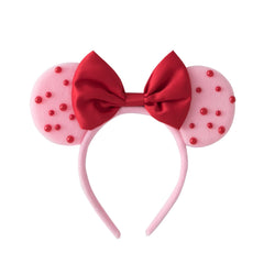 Karett Pearl Mouse Ears Bow Headband sparkling for festive looks