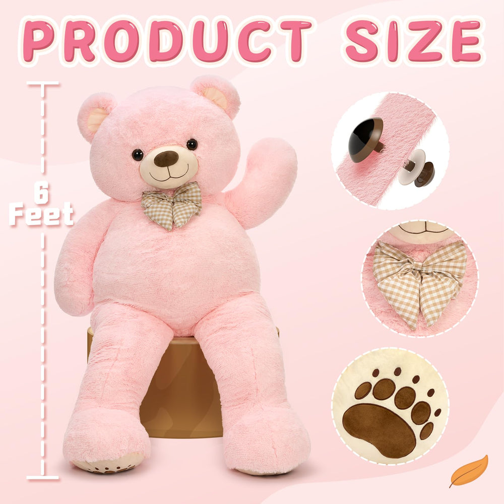 Karister 72-inch teddy bear plush with plaid bow tie for gifting