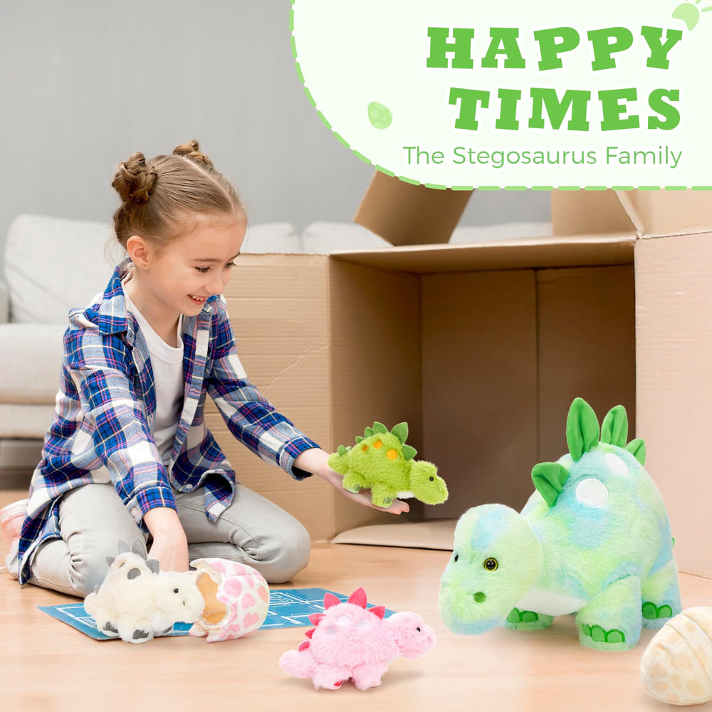 Karister dinosaur plush egg-hatched reveals a playful baby ready for stories.