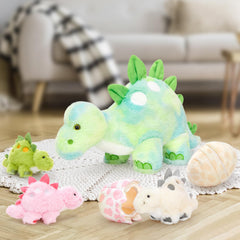Karister dinosaur plush soft-polyester material offers gentle comfortable cuddles.