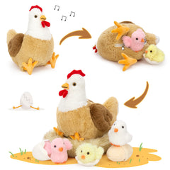 Karister mother hen plush with baby chicks for cozy companionship