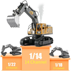 KASQERT 1:14 RC Excavator lights and sounds enhance realistic construction play