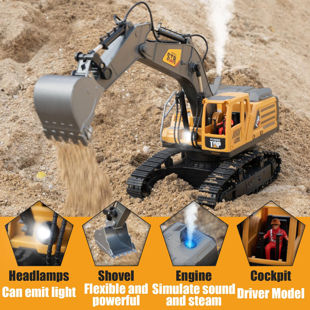 KASQERT 1:14 RC Excavator side operation shows versatile movement for imaginative construction play