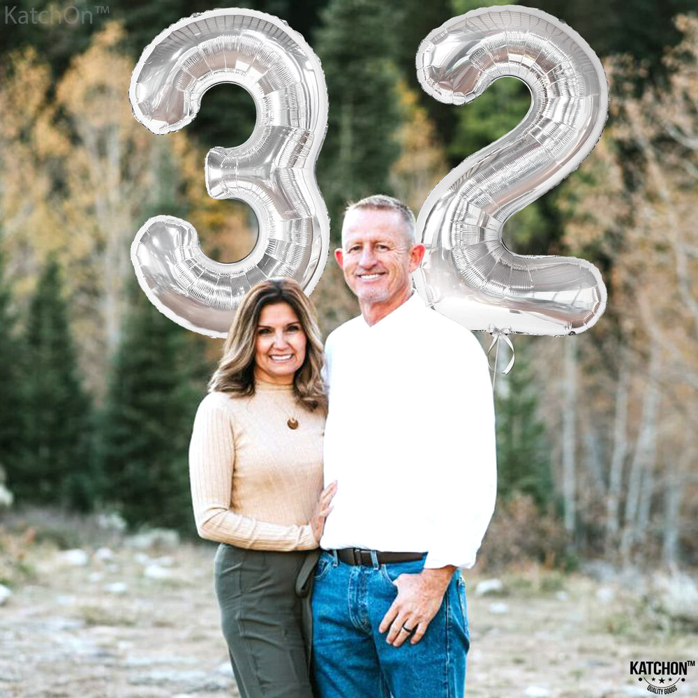 KatchOn anniversary balloon in silver adds elegant milestone sparkle
