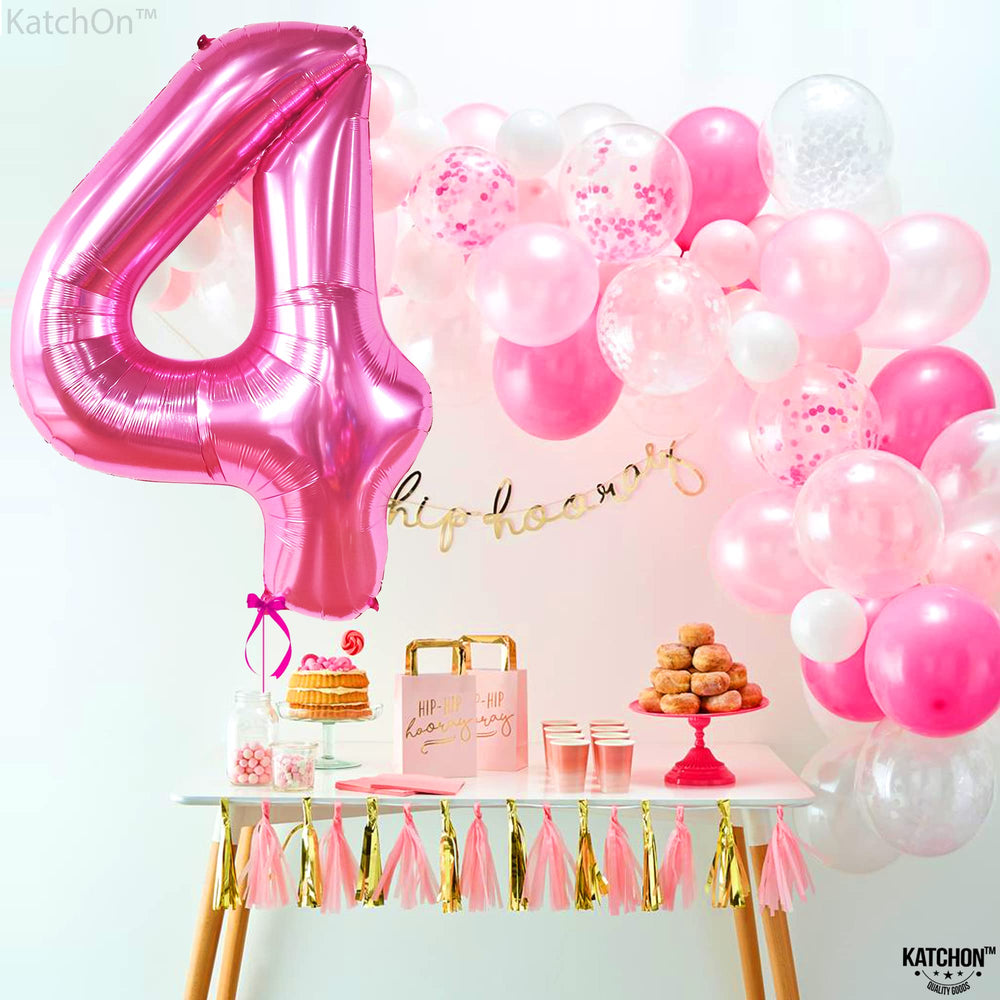 KatchOn 40-inch pink number 4 balloon stands tall for photos