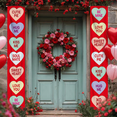 KatchOn conversation hearts banner for front door, 72x12 inches, ideal outdoor decor.