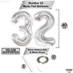 KatchOn giant silver 32 balloon adds prominent birthday decor