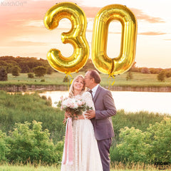 KatchOn Gold 30 Balloon Numbers 40 Inch ideal for 30th birthday celebrations